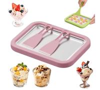 At-Home Kit de machine à glace roulée avec 2 grattoirs, plateau de congélation instantanée en acier inoxydable de qualité alimentaire, yaourt, sorbet, activité familiale amusante, machine à frire