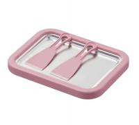 At-Home Kit de machine à glace roulée - Plaque de congélation instantanée avec 2 grattoirs, plateau de crème glacée maison, yaourt et sorbet, activité familiale amusante pour enfants et adultes, acier