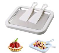 At-Home Rolled Ice Cream Kit, Portable Rolled Ice Cream Maker, Instant Freeze Plate with 2 Scrapers, Diy Homemade ce ream Tray, Stainless Steel olled ce ream Tray (White)
