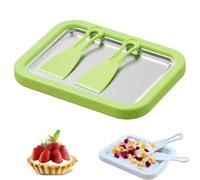 At-Home Rolled Ice Cream Kit, Portable Rolled Ice Cream Maker, Instant Freeze Plate with 2 Scrapers, Diy Homemade ce ream Tray, Stainless Steel olled ce ream Tray (Green)