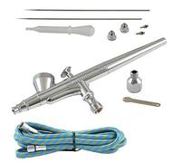 at - Kit Pistolet aérographe - Airbrush AT-AK-04 avec 1,8 m de Tuyau et 3 Buses différentes et des Aiguilles (0,2 mm 0,3 mm 0,5 mm)