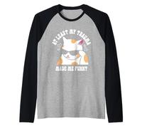 at Least My Trauma Made Me Funny Blague Chat Meme Santé mentale Manche Raglan