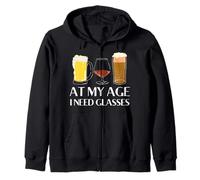 At My Age, I Need Glasses Craft Beer Whisky, Funny Alcohol Sweat à Capuche