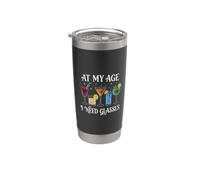 At My Age I Need Glasses Funny Wine Lover Day Drinking Joke Gobelet isotherme en acier inoxydable double paroi