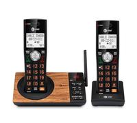 AT&T CL82267 DECT 6.0 2-Handset Cordless Phone for Home with Answering Machine, Call Blocking, Caller ID Announcer, Intercom and Long Range, Black & Wood Grain Finish