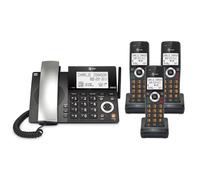 AT&T DECT 6.0 Corded/Cordless Home Phone with 3-Handset and Answering Machine, Smart Call Blocker, Caller ID, Large Backlit Display, Big Button, Speakerphone, Intercom: CL84318 (Charcoal Black)