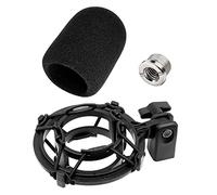 AT2020 Support Antichoc pour Micro avec Bonnet Anti-Pop,Conçu sur Mesure pour les Micros Audio-Technica,Réduit Vibrations et Bruit, Compatible AT2020USB+, AT2035, ATR2050, AT3035, AT3060
