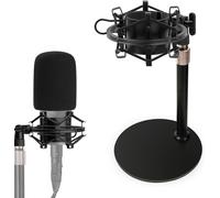 AT2020 Support de Microphone, Réglable Pied de Micro Support Avec Suspension Antichoc, Filtre Anti-pop, Base Lestée en Métal, pour Micro Audio Technica AT2020 AT2020USB AT2020USB + AT2035