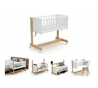 AT4 - Berceau cododo évolutif en bois NATO 40 x 80 cm Blanc et Hêtre Verni - Taille unique