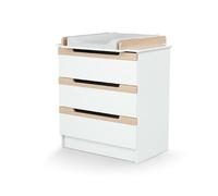 AT4 - Commode à Langer CARROUSEL Blanc et Hêtre Verni