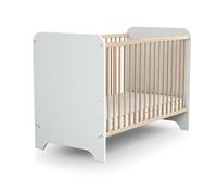AT4 - Lit bébé 60x120 CARROUSEL Blanc et Hêtre Verni
