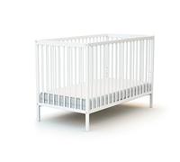 AT4 - Lit Bébé 60x120cm ESSENTIEL Blanc | 124 x 64,5 x 82 cm |Bois massif | Dès la naissance | Confort de sommeil | Sommier à lattes | Lit à barreaux |Sommier réglable 3 hauteurs