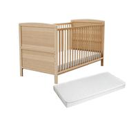 AT4 - Lit bébé évolutif avec matelas ESSENTIEL en bois 70 x 140 cm | 144 x 74 x 86,5 cm | Matelas 70x140 cm inclus | Sommier réglable 3 hauteurs (Beige)