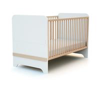 AT4 - Lit bébé évolutif en bois CARROUSEL Blanc et Hêtre Verni 70 x 140 cm Blanc et Hêtre Verni - Taille unique