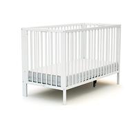 AT4 - Lit bébé Pliant 60x120 Essentiel Hêtre Verni | 124 x 64 x 82 cm | Lit Pliable | Sommier réglable 2 Niveaux intégré au lit (Blanc, Lit bébé)