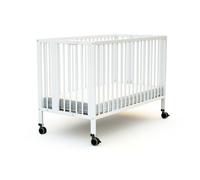 AT4 - Lit bébé Pliant Professionnel 60x120cm Essentiel Blanc | Bois Massif | Confort de Sommeil | Sommier à Lattes | Rangement Facile | Emplacement pour Matelas | Pliable | Assistante Maternelle