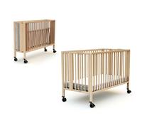 AT4 - Lit bébé pliable ESSENTIEL bois - hêtre verni - 60 x 120-124,5 x 64,5 x 87,5 cm