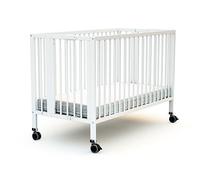 AT4 - Lit bébé Pliant Professionnel 60x120cm Essentiel Blanc | Bois Massif | Confort de Sommeil | Sommier à Lattes | Rangement Facile | Emplacement pour Matelas | Pliable | Assistante Maternelle