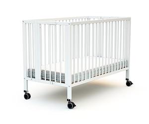 AT4 - Lit bébé Pliant Professionnel 60x120cm Essentiel Blanc | Bois Massif | Confort de Sommeil | Sommier à Lattes | Rangement Facile | Emplacement pour Matelas | Pliable | Assistante Maternelle