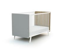 AT4 - Lit bébé 60x120 CARNAVAL Blanc Gris Chêne