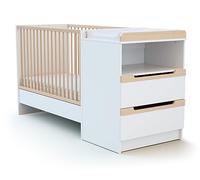 - Combiné lit bébé évolutif en bois CARROUSEL Blanc et Hêtre Verni 60 x 120 cm