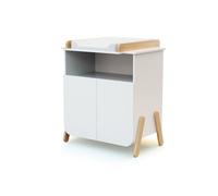 AT4 - Meuble à langer 2 portes, 1 niche en bois PIRATE Blanc et Hêtre Blanc et Hêtre - Taille unique