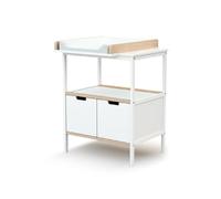 AT4 - Meuble à Langer ESSENTIEL Blanc et Hêtre Brut | 68 x 66 x 90 cm | Plan à langer amovible inclus