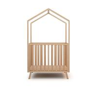 AT4 - Parc bébé évolutif cabane en bois CONFORT Hêtre Verni 100 x 100 cm|Fond réglable 3 niveaux