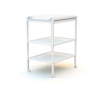 At4 Table à Langer à Roulettes avec 2 Étagères Laqué Blanc