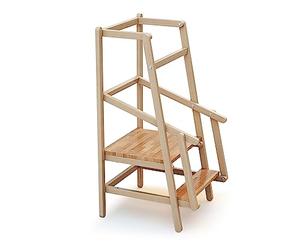 AT4 - Tour d'Observation ESSENTIEL Hêtre verni | Tour d'apprentissage en bois 100 x 97 x 164,5 cm | réglable 2 hauteurs | Marche d'accès et rampe de sécurité | Marche d'accès