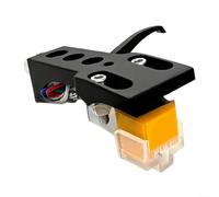AT91 MM Kit de micro et boîtier d'aiguille en alliage d'aluminium pour tourne-disque, accessoires de disques vinyles avec bras aiguille en fibre de carbone, tension de sortie 3,5 mV, noir (noir)