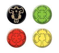 Ata Boy Black Clover Black Bull Logo, Clovers - Lot de 4 boutons de collection de 3,2 cm