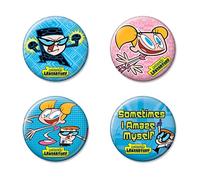 Ata-Boy Dexter's Laboratory Dexter, Dee Dee Lot de 4 boutons de collection 3,2 cm