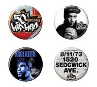 Ata-Boy Kool Keith Lot de 4 boutons de collection The 50th Anniversary of Hip Hop-Ice T 3,2 cm, 1.25", Acier allié, Sans pierre précieuse