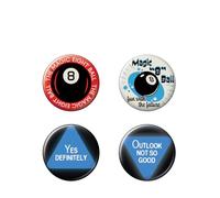 Ata-Boy Magic 8 Ball Lot de 4 boutons à collectionner 3,2 cm, Métal, Sans pierre précieuse