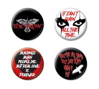 Ata-Boy The Crow Lot de 4 boutons de collection 3,2 cm, Métal, Sans pierre précieuse