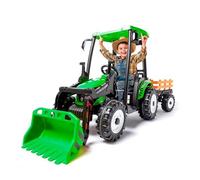 ATAA Farmer 24v - Vert - Tracteur éctrique pour Enfants Taille XXL avec Pelle et remorque, Batterie 24v, puissants Moteurs, siège en Similicuir, Roues en Gomme et télécommande pour Parents