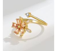 ATAGOR Bague Femme Bijoux Bague en Acier Inoxydable Fleur Abeille Fleur Zircon Bague Femme anxiété Bague Anti-Stress Bague de Pression Bague en Argent