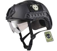 ATAIRSOFT Casque de combat de type SWAT de style militaire de l'armée avec lunettes de protection pour tir de combat rapproché, airsoft et paintball Noir