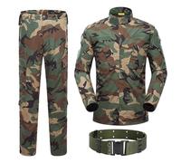 ATAIRSOFT Hommes Tactical BDU Combat Uniforme Veste Chemise et Pantalon Costume pour Armée Militaire Airsoft Paintball Chasse Tir Jeu de Guerre Woodland Camo (M)