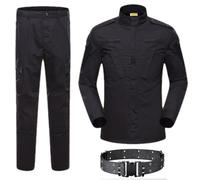 ATAIRSOFT Hommes Tactical BDU Combat Uniforme Veste Chemise et Pantalon Costume pour Armée Militaire Airsoft Paintball Chasse Tir Jeu de Guerre Black (S)