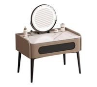 ATAPNLNMTZ Coiffeuse avec Miroir et Éclairage, Petite Table de Maquillage avec Tiroir, 3 Modes D'éclairage, Coiffeuse Gain de Place Idéale pour la Chambre ou Une Fenêtre en Baie(Brown,19.6in/50cm)