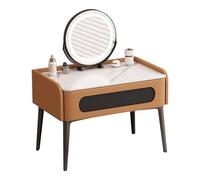 ATAPNLNMTZ Coiffeuse avec Miroir et Éclairage, Petite Table de Maquillage avec Tiroir, 3 Modes D'éclairage, Coiffeuse Gain de Place Idéale pour la Chambre ou Une Fenêtre en Baie(Orange,27.5in/70cm)