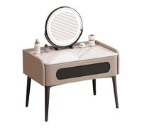 ATAPNLNMTZ Coiffeuse avec Miroir et Éclairage, Petite Table de Maquillage avec Tiroir, 3 Modes D'éclairage, Coiffeuse Gain de Place Idéale pour la Chambre ou Une Fenêtre en Baie(Beige,23.6in/60cm)
