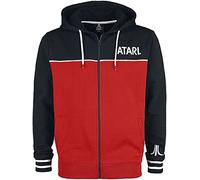 Atari Logo Homme Sweat-Shirt zippé à Capuche Noir/Rouge M, 100% Coton, Regular / Coupe Standard