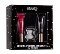 Atashi | Coffret Beauté Rituel Regard Radieux Jour et Nuit | Contour des Yeux Antioxydant + Contour des Yeux Anti-Âge + Cadeau Pierre de Jade Mushroom Eye | 15 ml + 15 ml