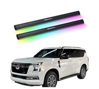 ATATKRT Marchepieds électriques avec éclairage compatibles avec Nissan Patrol Y62 2022-2024, marchepieds latéraux électriques rétractables for camions et VUS, barres de marchepied en aluminium durable