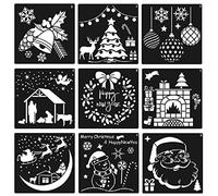 ATATMOUNT 12 pièces modèle de pochoirs de noël Artisanat en Plastique réutilisable pour Art Dessin Peinture pulvérisation fenêtre en Verre Porte carrosserie de Voiture