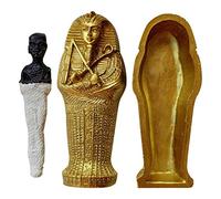 Ataúd De Momia, Petit Sarcophage du Roi pharaon égyptien antique Tut avec insert de momie, Statue de Relief d'Artéfact, 3,7" de long, Lot de 3 pièces