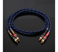 ATAUDIO-Câble Audio Stéréo Premium,Une Paire,HiFi,RCA,Amplificateur,DVD,Haute Qualité,6N,ODavid,éventuelles DIF,2RCA,Mâle vers 2RCA,Mâle - Type Blue-Black(Net)-0.5m